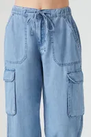 Women's Drawstring Cargo Pants in Medium Denim Large