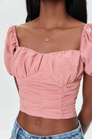 Women's Sweetheart Puff-Sleeve Crop Top in Tigerlily Large