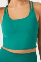 Women's Crisscross Back Longline Sports Bra in Dynasty Green Small