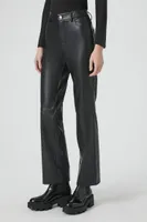 Women's Faux Leather Straight Pants in Black Medium