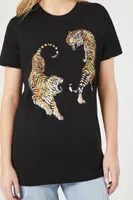 Women's Tiger Graphic T-Shirt in Black, XL