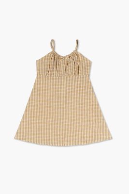 Girls Plaid Cami Dress (Kids) in Cream, 11/12