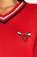 Women's Chicago Bulls Embroidered Sweater in Red, XS