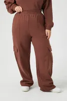 Women's French Terry Cargo Sweatpants in Chocolate, 1X