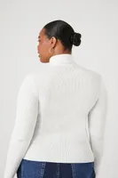 Women's Ribbed Turtleneck Sweater in White, 2X