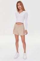 Women's Pleated Relaxed-Fit Shorts in Khaki Large