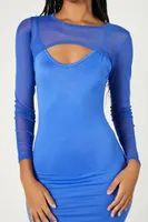 Women's Cami Mini Dress & Mesh Shrug Set in Blue Large