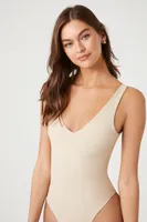 Women's Plunging Tank Bodysuit in Taupe, XL