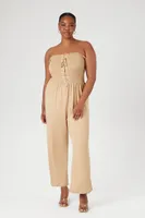 Women's Smocked Lace-Up Jumpsuit