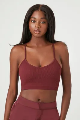 Women's Seamless Longline Sports Bra in Wine Medium