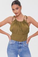 Women's Tie-Strap Smocked Cami in Mocha Large