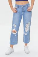 Women's Frayed Mid-Rise Boyfriend Petite Jeans in Light Denim, 27