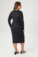 Women's Asymmetrical Midi Dress in Black, 0X