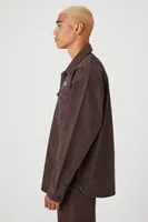 Men Embroidered Geo Long-Sleeve Shirt in Cocoa Medium