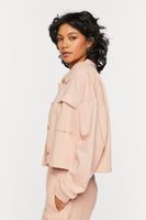 Women's French Terry Cropped Jacket in Blush, XL