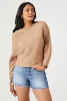 Women's Ribbed Crew Neck Sweater in Sand Large