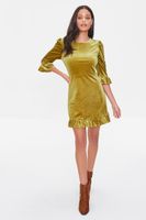 Women's Velvet Flounce Mini Dress