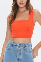 Women's Lace-Back Crop Top in Orange Large