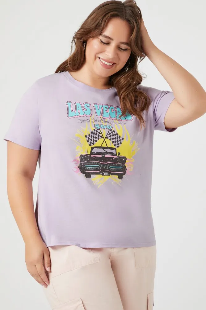 Women's Classic Car Championship Graphic T-Shirt in Purple, 2X