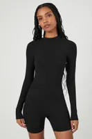 Women's Fitted Mock Neck Romper in Black Small