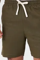 Men Linen-Blend Drawstring Shorts