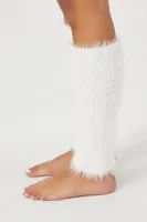 Fuzzy Knit Leg Warmers in Vanilla