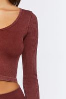 Women's Seamless Ribbed Crop Top in Merlot, M/L