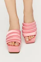 Women's Satin Wrapped Platform Wedges in Pink, 7.5