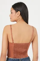 Women's Sweetheart Curved-Hem Bustier in Brown, XS