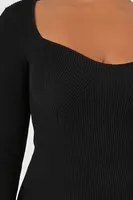 Women's Bodycon Midi Sweater Dress in Black, 2X