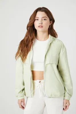 Women's Convertible Zip-Up Windbreaker Jacket Lily Pad/White,