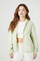 Women's Convertible Zip-Up Windbreaker Jacket Lily Pad/White,