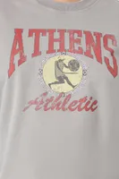 Women's Athens Athletics Graphic Pullover in Dark Grey, 1X