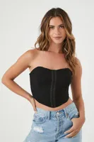 Women's Hook-and-Eye Bustier Tube Top in Black Medium