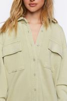 Women's French Terry Dolphin-Hem Shacket in Sage Small