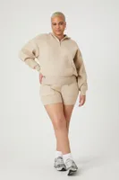 Women's Sweater-Knit Shorts in Taupe, 3X