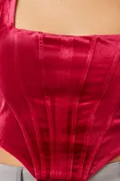 Women's Velvet Bustier Cropped Tank Top in Wine Small