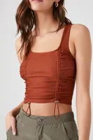 Women's Toggle Drawstring Cropped Tank in Rust Medium