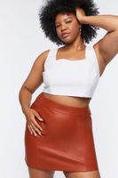 Women's Faux Leather Mini Skirt in Sienna, 0X