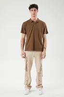 Men Waffle Knit Polo Shirt in Latte, XL