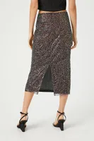 Women's Sequin Straight Midi Skirt in Black, XS