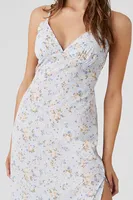 Women's Floral Print Tie-Back Midi Dress Light