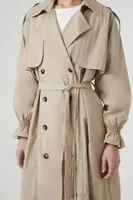 Women's Peasant-Sleeve Trench Coat Tan