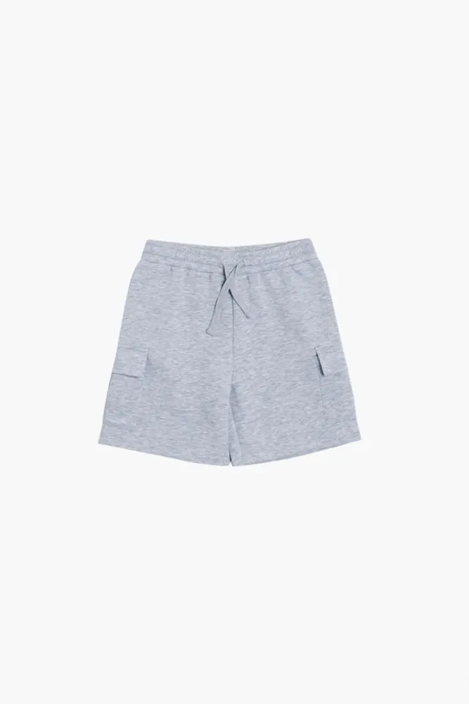 Girls Fleece Cargo Shorts (Kids) in Heather Grey, 11/12