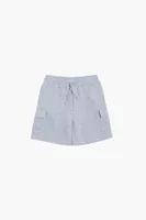 Girls Fleece Cargo Shorts (Kids) in Heather Grey, 11/12