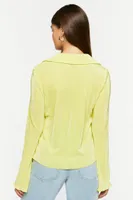 Women's Lettuce-Edge Bell-Sleeve Shirt in Yellow Small