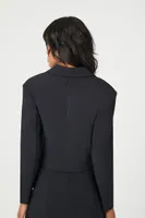 Women's Plunging Split-Hem Cropped Blazer Black