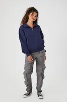 Women's Fleece Half-Zip Pullover in Dark Navy Small