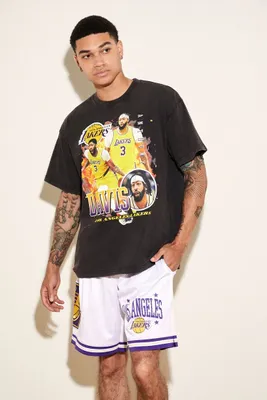 Men Unisex Los Angeles Lakers Basketball Shorts in White, XXL