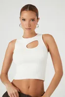 Women's Sweater-Knit Cutout Tank Top in White Medium